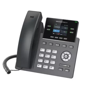 Grandstream GRP2612P, wyświetlacz paskowy TFT 2,4", 2 konta SIP, 4 prog. trunk, 16 BLF trunk, PoE, 10/100Mbps