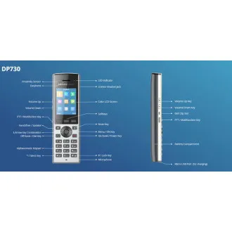 Telefon IP Grandstream DP730, wyświetlacz paskowy 2,4 Telefon IP Grandstream DP730, wyświetlacz paskowy 2,4