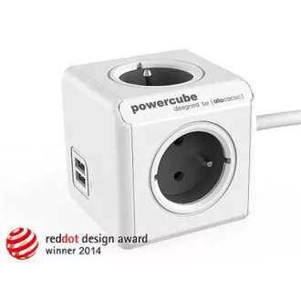 Rozszerzenie gniazda. PowerCube EXTENDED USB, szary, 4 gniazda, 2x USB, kabel 1,5 m Rozszerzenie gniazda. PowerCube EXTENDED USB, szary, 4 gniazda, 2x USB, kabel 1,5 m