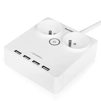 Stacja ładująca Huslog 12W 2xgniazdo, 4xUSB biały