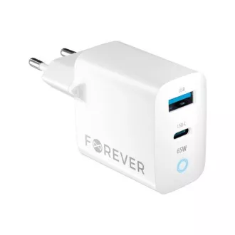 Szybka ładowarka Forever GaN TC-06-65AC PD QC 1x USB-C 1x USB 65W biała