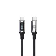 Kabel do transmisji danych z wyświetlaczem LCD Forever USB-C/USB-C 1m 100W czarny