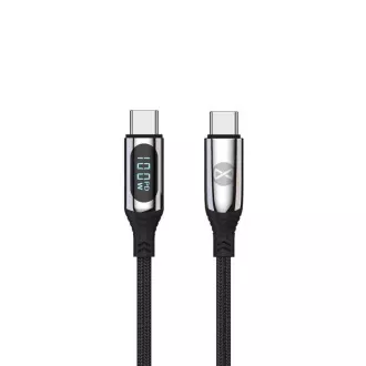 Kabel do transmisji danych z wyświetlaczem LCD Forever USB-C/USB-C 1m 100W czarny