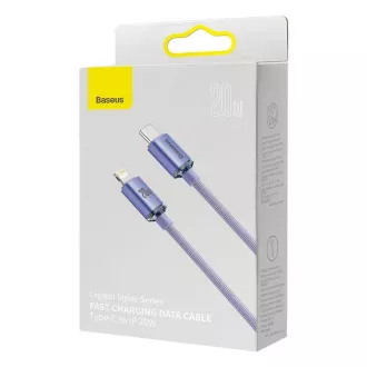 Baseus CAJY000205 Crystal Shine Series Kabel do transmisji danych USB-C - Lightning 20W 1.2m Fioletowy