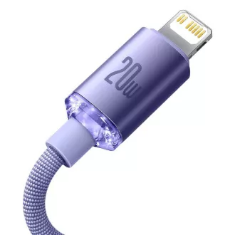 Baseus CAJY000205 Crystal Shine Series Kabel do transmisji danych USB-C - Lightning 20W 1.2m Fioletowy