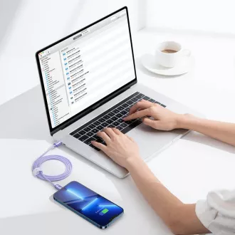 Baseus CAJY000205 Crystal Shine Series Kabel do transmisji danych USB-C - Lightning 20W 1.2m Fioletowy
