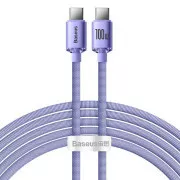 Baseus CAJY000705 Crystal Shine Series Kabel do transmisji danych USB-C - USB-C 100W 2m Fioletowy
