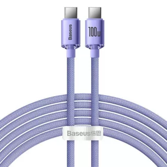 Baseus CAJY000705 Crystal Shine Series Kabel do transmisji danych USB-C - USB-C 100W 2m Fioletowy
