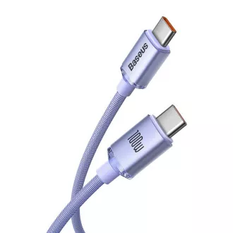 Baseus CAJY000705 Crystal Shine Series Kabel do transmisji danych USB-C - USB-C 100W 2m Fioletowy