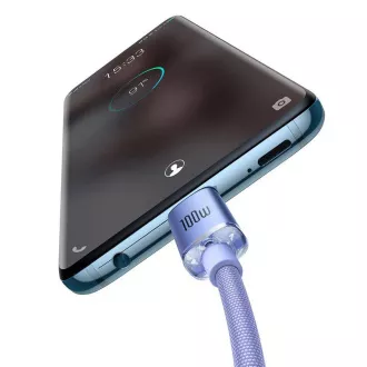 Baseus CAJY000705 Crystal Shine Series Kabel do transmisji danych USB-C - USB-C 100W 2m Fioletowy