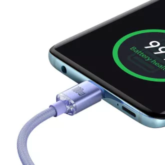 Baseus CAJY000705 Crystal Shine Series Kabel do transmisji danych USB-C - USB-C 100W 2m Fioletowy