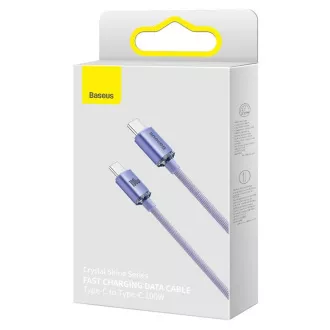 Baseus CAJY000705 Crystal Shine Series Kabel do transmisji danych USB-C - USB-C 100W 2m Fioletowy