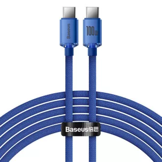Baseus CAJY000703 Crystal Shine Series Kabel do transmisji danych USB-C - USB-C 100W 2m Niebieski