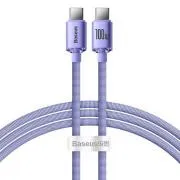 Baseus CAJY000605 Crystal Shine Series Kabel do transmisji danych USB-C - USB-C 100W 1.2m Fioletowy