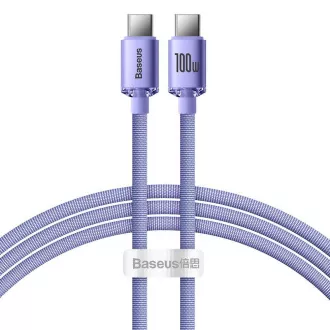 Baseus CAJY000605 Crystal Shine Series Kabel do transmisji danych USB-C - USB-C 100W 1.2m Fioletowy