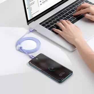 Baseus CAJY000605 Crystal Shine Series Kabel do transmisji danych USB-C - USB-C 100W 1.2m Fioletowy