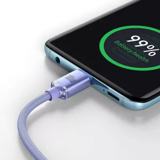 Baseus CAJY000605 Crystal Shine Series Kabel do transmisji danych USB-C - USB-C 100W 1.2m Fioletowy
