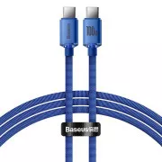 Baseus CAJY000603 Crystal Shine Series Kabel do transmisji danych USB-C - USB-C 100W 1.2m Niebieski