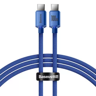 Baseus CAJY000603 Crystal Shine Series Kabel do transmisji danych USB-C - USB-C 100W 1.2m Niebieski