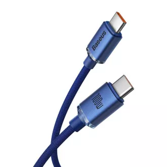 Baseus CAJY000603 Crystal Shine Series Kabel do transmisji danych USB-C - USB-C 100W 1.2m Niebieski