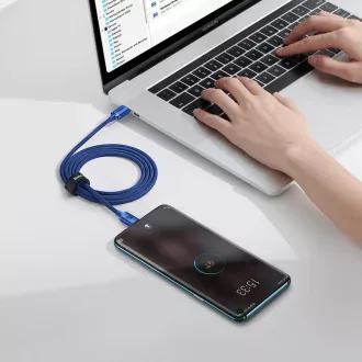 Baseus CAJY000603 Crystal Shine Series Kabel do transmisji danych USB-C - USB-C 100W 1.2m Niebieski