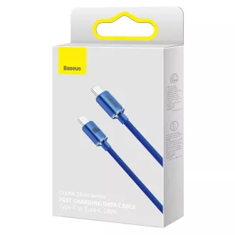 Baseus CAJY000603 Crystal Shine Series Kabel do transmisji danych USB-C - USB-C 100W 1.2m Niebieski
