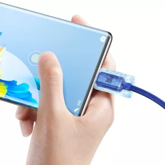 Baseus CAJY000403 Crystal Shine Series Kabel do transmisji danych USB - USB-C 100W 1.2m Niebieski