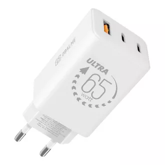 PAKIET:Ładowarka podróżna ME GaN USB-A   2xUSB-C 65W biała