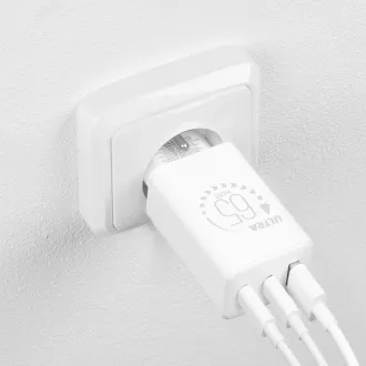 PAKIET:Ładowarka podróżna ME GaN USB-A   2xUSB-C 65W biała