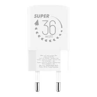 PAKIET:Ładowarka podróżna ME GaN USB-A   USB-C 36W biała