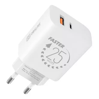 PAKIET:Ładowarka podróżna ME USB-A   USB-C 25W biała