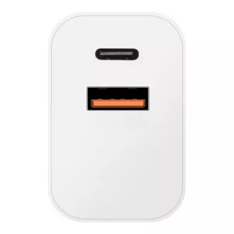 PAKIET:Ładowarka podróżna ME USB-A   USB-C 20W   2x kabel 1m Biały