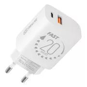 PAKIET:Ładowarka podróżna ME USB-A   USB-C 20W biała