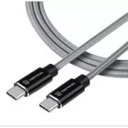 Taktyczny szybki kabel aramidowy USB-C/USB-C 100W 20V/5A 0,3m szary