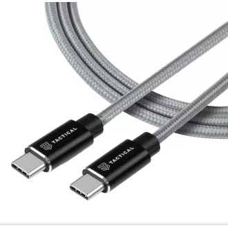 Taktyczny szybki kabel aramidowy USB-C/USB-C 100W 20V/5A 0,3m szary