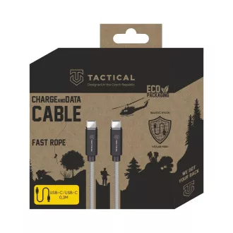 Taktyczny szybki kabel aramidowy USB-C/USB-C 100W 20V/5A 0,3m szary
