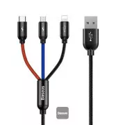 Baseus Kabel do transmisji danych 3w1 microUSB Lightning USB-C 1,2m 3,5A
