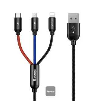 Baseus Kabel do transmisji danych 3w1 microUSB Lightning USB-C 1,2m 3,5A