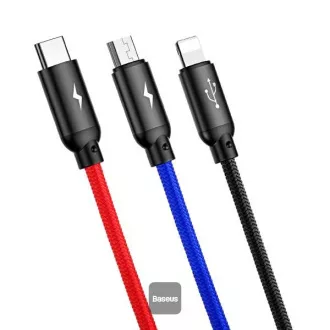 Baseus Kabel do transmisji danych 3w1 microUSB Lightning USB-C 1,2m 3,5A