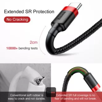 Baseus Kabel do transmisji danych Cafule USB-C 2m 2A czerwono-czarny