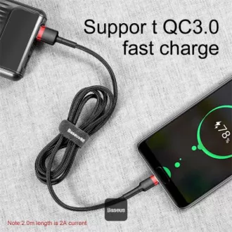 Baseus Kabel do transmisji danych Cafule USB-C 2m 2A czerwono-czarny