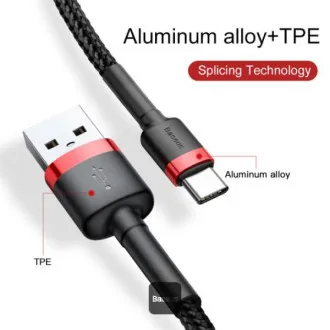 Baseus Kabel do transmisji danych Cafule USB-C 2m 2A czerwono-czarny Baseus Kabel do transmisji danych Cafule USB-C 2m 2A czerwono-czarny