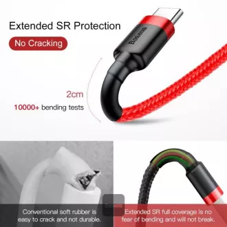 Baseus Kabel do transmisji danych Cafule USB-C 2m 2A czerwony