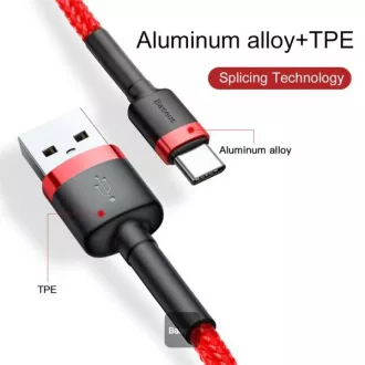 Baseus Kabel do transmisji danych Cafule USB-C 2m 2A czerwony