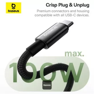Baseus Data Magnetic Cable Tungsten Gold USB-C/USB-C 1m 100W czarny