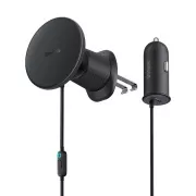 Baseus Magnetyczny uchwyt do kratki wentylacyjnej z ładowarką USB-C 15W 25W Czarny