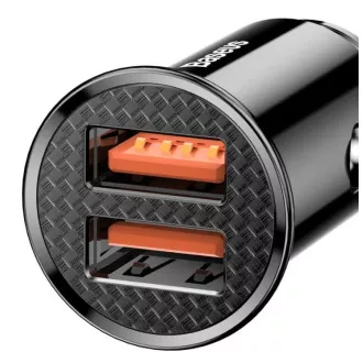 Szybka ładowarka samochodowa Baseus 2xUSB QC3.0 30W czarna