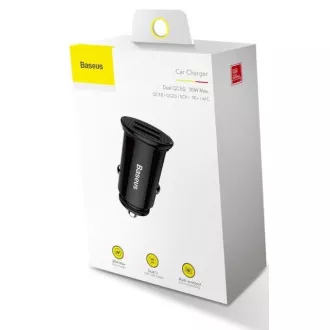 Szybka ładowarka samochodowa Baseus 2xUSB QC3.0 30W czarna