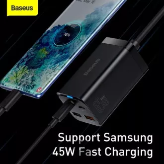 Szybka ładowarka Baseus GaN3 Pro, 2x USB-C, 2x USB 65W czarna