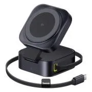 Baseus Magnetyczna podstawka do bezprzewodowego ładowania PicoGo Series 2w1 Qi2 67W czarna